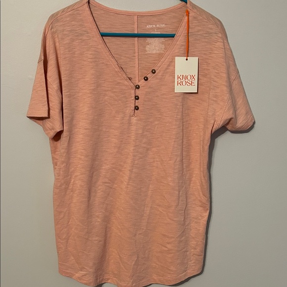 Knox Rose Tops - Knox Rose Women's Blush/peach Short Sleeve Top. Small. Cotton/modal.